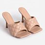 2020 New Arrival Tropez Sqaure Toe Quilted Heeled Mule