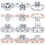 Square Zircon Engagement Rings 925 Sterling Silver Cz Diamond Ring for Women