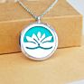 Stainless Steel Alloy Aromatherapy Perfume Essential Oil Diffuser Jewelry Hollow Lotus Pendant Photo Locket Necklace