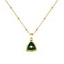 Stainless Steel Green Zircon Emerald Green Jewelry Woman Jewelry Crystal Triangle Pendant Necklace Earrings