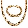 Stainless Steel Male Chain Necklace Byzantine Bracelet for Men Jewelry Sets Accessory