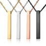 Stainless Steel Personalized Engraving Name Inspirational 3D Vertical Bar Necklace