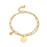 Stainless Steel Queen Elizabeth Gold Coin Chain Ball Bracelet Double Layers Bracelet Bangles for Women