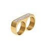 Stainless Steel Rhinestone Wide Face Club Party Two-Finger Ring Men
