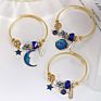 Starry Universe Element Gold Plated Charm Bracelet Planet Moon Pendant Adjustable Stainless Steel Bracelet Jewelry