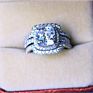 Sterling Silver Princess Cut Bridal Set Engagement Wedding Ring Bands with Cubic Zirconia