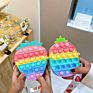 Strawberry Bag Purse Handbags Push Pop Bubble Toy Fidget Silicone Crossbody Sensory Toys Messenger Bag