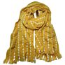 Stripe Yellow Slub Yarn Brushed Scarf Jacquard Cashmere Long Scarf with Fringes Women Shawl