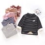 Striped Kids Tops Baby Girls T-Shirt High Neck Turtleneck Pullover Children Clothing 3-10Y Boys Warm Long Sleeve Tees
