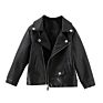 Style Autumn Locomotive Black Children's Leather Jacket