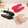 Style Cool Slippers Flat with Bow Rivet Slippers Women's Flip-Flops Garden Jelly Beach Cool Slippers