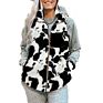 Style Ladies Tops Casual Stand-Up Collar Plush Warm Cow Print Vest Sleeveless Jacket Coat with Zipper