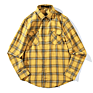 Style Men's Check Shirts 100% Cotton Yellow Checkered Shirts Casual Men's Classic Check Shirts