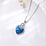 Style Silver Necklace Blue Heart Shape Blue Gemstone Necklace Zircon Design Jewelry