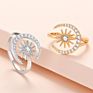 Sun Moon Rings Women Jewelry Creative Micro Inlaid Zircon Gold Silver Opening Adjustable Ring