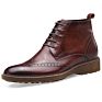 Tall Men Shoes Invisible Brown Brogue Height Increasing Boots Shoes for Men