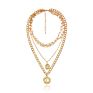Three Layers Delicate Metal Chain Necklace with Alloy Charm