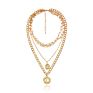 Three Layers Delicate Metal Chain Necklace with Alloy Charm