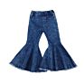 Toddler Baby Girl Flared Jeans Blue Bell-Bottom High-Waist Basic Denim Pants Spring Fall Outfit for 2-7 Years Old