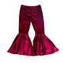 Toddler Girl Burgundy Velvet Bell Bottoms Girl Fall Popular Trousers Girl Flared Pants