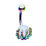 Toposh 14G Stainless Steel Belly Bars Skull Hand with Gem Ball Fixed Navel Belly Button Rings Piercing Jewelry