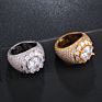 Trend Brass Diamond Bling Gold Plated Iced Out Cubic Zircon Brass Cuban Link Chain Gold Plated Finger Bling Ring