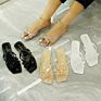 Trend Jelly Sandals Flat Shoes with Rivet Design Square-Toe Sandals for Women Flip Flop Slides Slippers