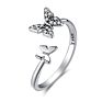 Trending Products Arrivals Adjustable Double Butterfly Cz Diamond Rings Silver 925 Sterling Jewelry Butterfly Ring