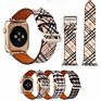 Tschick Band for Apple Watch, [Plaid Lattice Pattern] Leather Watch Strap Replacement Wristband for Apple Watch Series 4 3 2 1