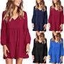 Tunic V Neck Casual Loose Swing Shift Dresses