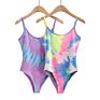 U-Neck High Elastic Tie Dye Jumpsuit Bodysuits Women