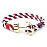 Unisex Couple Handmade Jewelry Multi Double Layer Woven Nylon Rope Hook Gold Plated Anchor Rope Bracelet