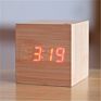 Usb Power Voice Controlled Mdf Wooden Desktop Led Digital Cube Alarm Clock