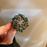 Vintage Brooch Sense Green Diamond Crystal Flower Leaves Brooch Designer Jewelry