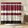 Vintage Floral Polyester Shower Curtain Wine Red Waterproof Printing Bathroom Shower Curtain