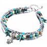 Vintage Heart Elephant Owl Starfish Turtle Pendant Turquoise Beads Women Beach Anklet Bracelet Foot Jewelry
