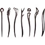 Vintage Retro Chinese Black Wooden Sandalwood Carved Long Horn Fork Pen Hairpin Wood Chopsticks Hair Sticks Pins Picks for Women