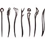 Vintage Retro Chinese Black Wooden Sandalwood Carved Long Horn Fork Pen Hairpin Wood Chopsticks Hair Sticks Pins Picks for Women