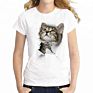 Vivid 3D Printing Cat Image T Shirt Short Sleeve round Neck Lady Women T Shirt for Girls