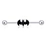 Vriua Punk Medical Steel Black Bat Dangle Industrial Cartilage Piercing Barbell Long Earrings Straight Barbell Classic Piercing