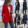 W0088 Women's Casual Blazer Long Sleeve Open Front Work Office Blazer with Pockets Solid Color Coat