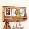 Wall Coat Rack Clothes Hat Hanger Holder Shelf Solid Wood with Mirror Creative Brown