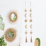 Wall Hanging Ornament Garland Wooden Star Moon Bead Kids Room Nursery Fall Wooden Bead Garland with Tassels for Home Decoration