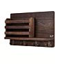 Wall Mount Floating Shelf, Wooden Logo Letter Holder, Wood Coat Rack Key Hooks Entryway Organizer