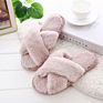 Warm Faux Fur Woman Slippers Ladies Cross Soft Plush Female Open Toe Furry Slipper