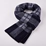 Warm Wool Cashmere Jacquard Plaid Long Scarf for Men