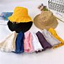 Washed Cotton Solid Color Blank Frayed Wide Brim Fringed Floppy Fisherman Bucket Hat