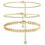 Wesparking Emo Cubic Zircon 14K Gold Silver Plated Anklet Brass Three Chains Anklets Set for Women Jewelry