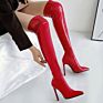 Wetkiss Ready to Ship Moq 1 Pair Stiletto Shoes Red Latex Fetish Boots Long Tube over Knee Boots Women Boots Night Club