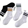 White Black Color Personality Stripe Crew Socks for Men